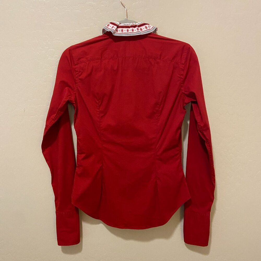 Ralph Lauren Women’s Super Slim Fit Red Shirt 95% Cotton French Cuffs Sz 4 - Picture 3 of 15